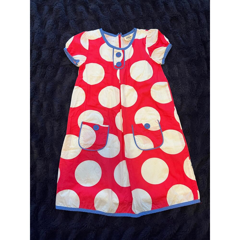 Mini Boden Girls Red Polka Dot Dress Size 9-10 Short Sleeve Cotton EUC
